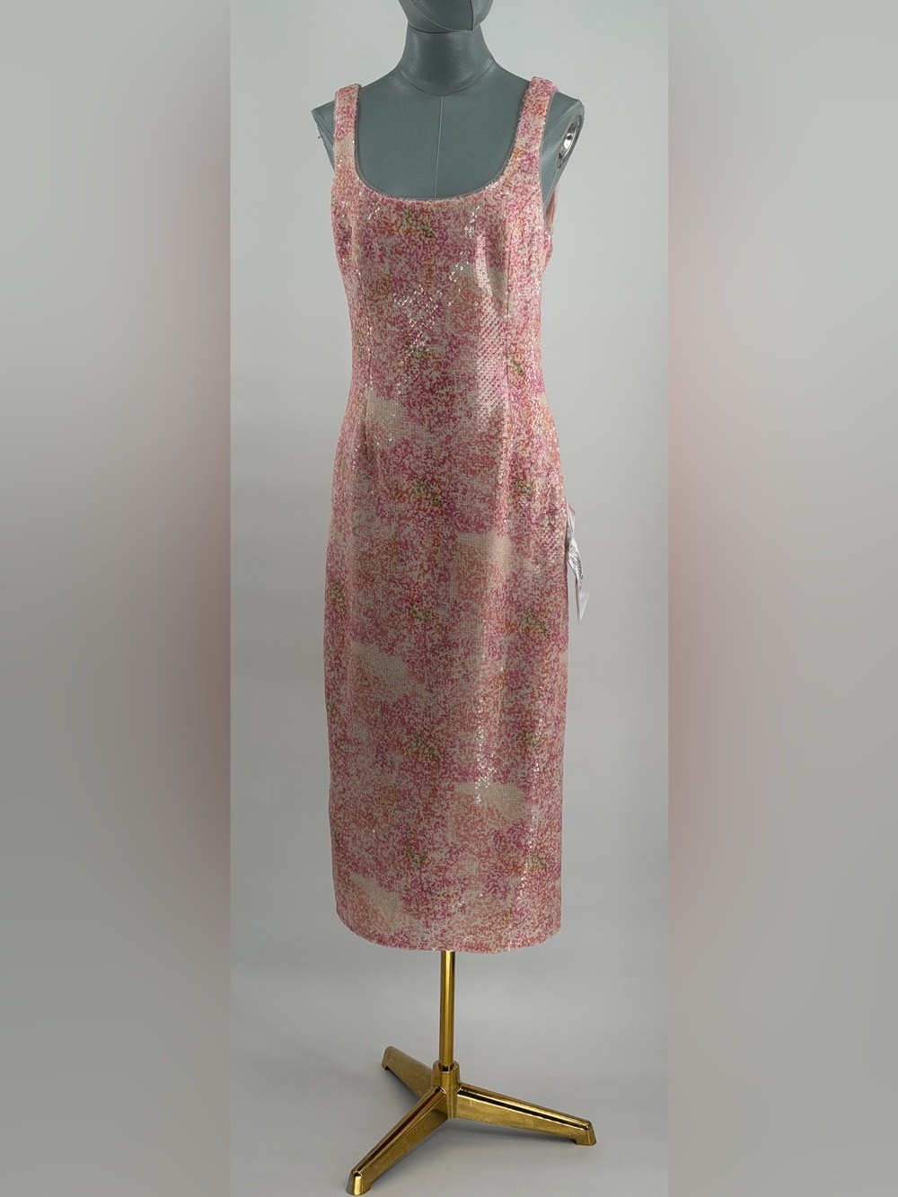 🆕 DRESS THE POPULATION 🧿 NWOT Leo Abstract Floral Sequin Dress, Fuchsia - Sz M - Picture 4 of 14